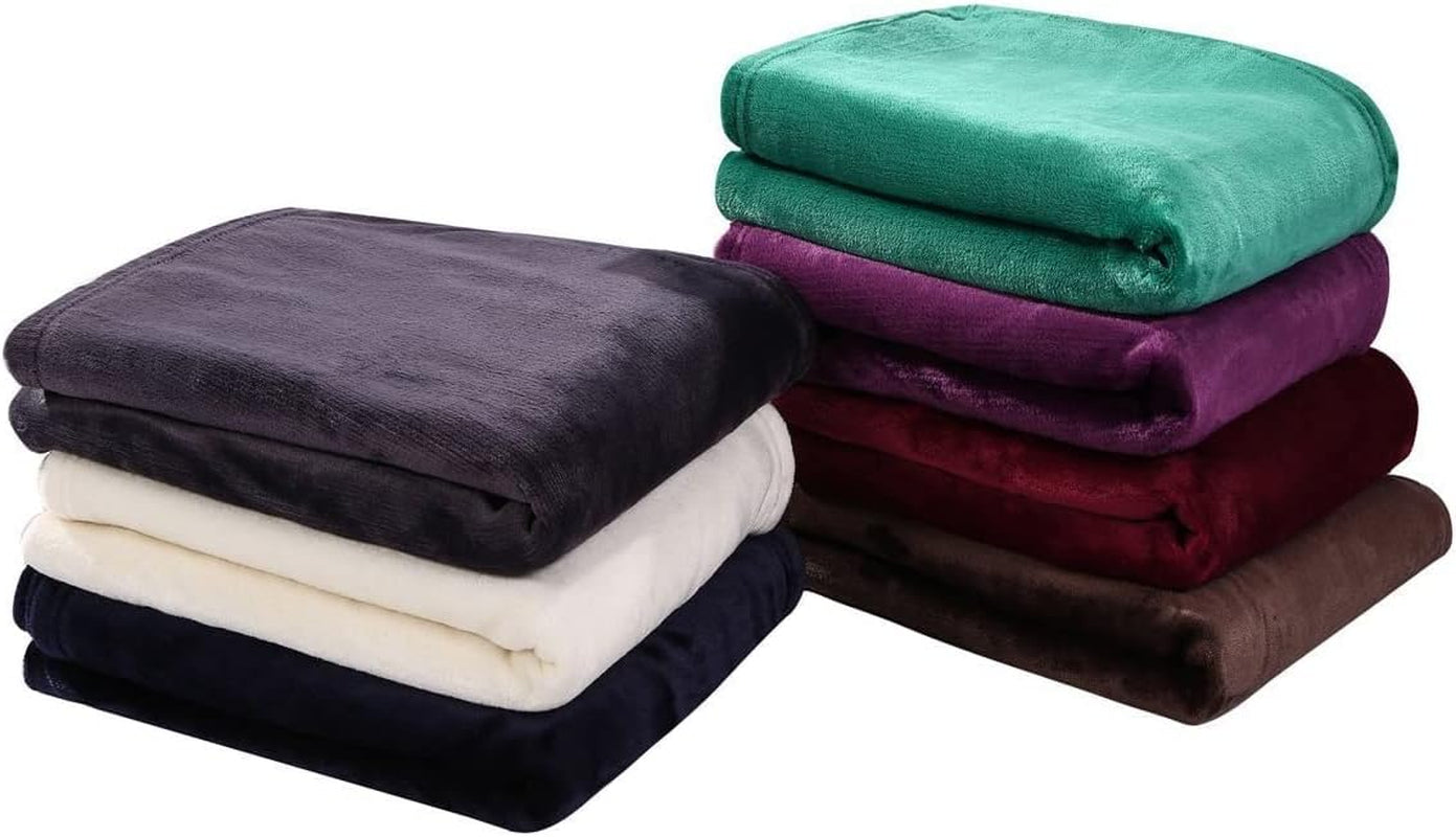 Purple Flannel Fleece Throw Blanket - Ultra-Soft Plush Microfiber Solid Blanket for Couch, Bed, Chair, and Sofa - Cozy Lightweight Design - 50x60 Inches