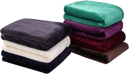 Purple Flannel Fleece Throw Blanket - Ultra-Soft Plush Microfiber Solid Blanket for Couch, Bed, Chair, and Sofa - Cozy Lightweight Design - 50x60 Inches