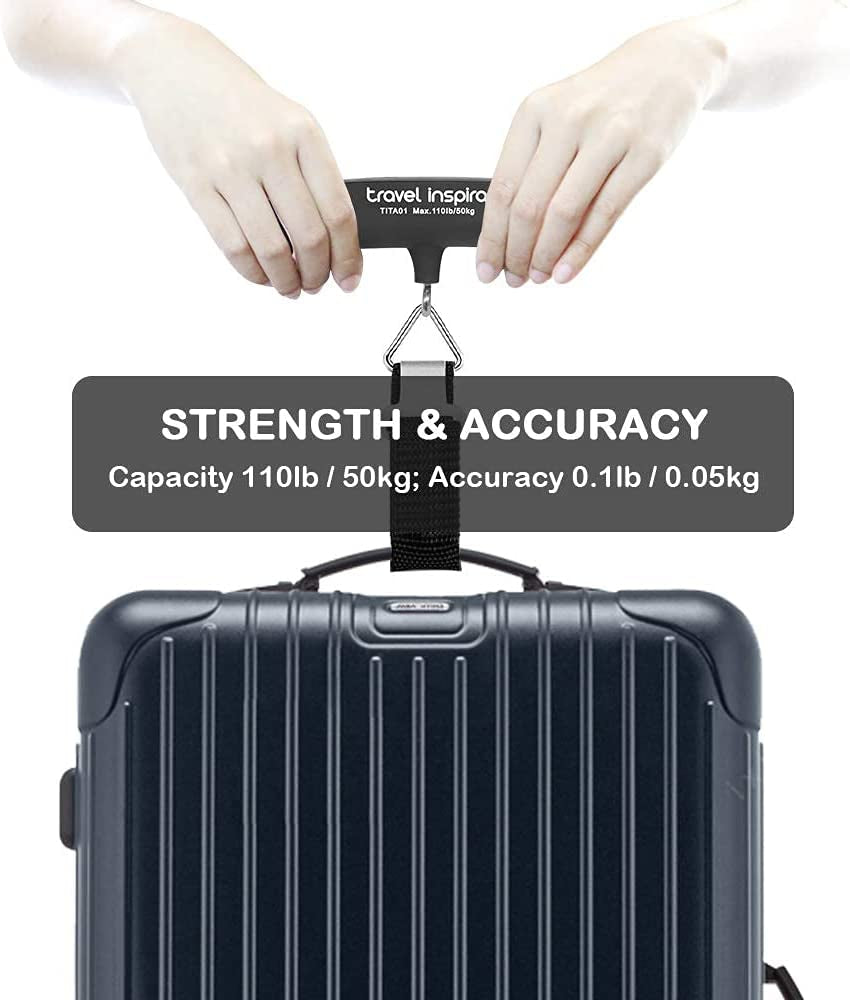 Portable Digital Luggage Scale for Travel - 110 lb Capacity, Rubber Coated Design, Battery Included