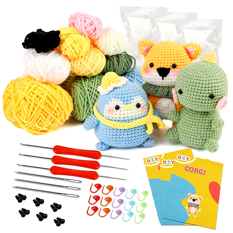 Crochet Animal DIY Kit for Beginners: Complete with Yarn, Needles, and Accessories