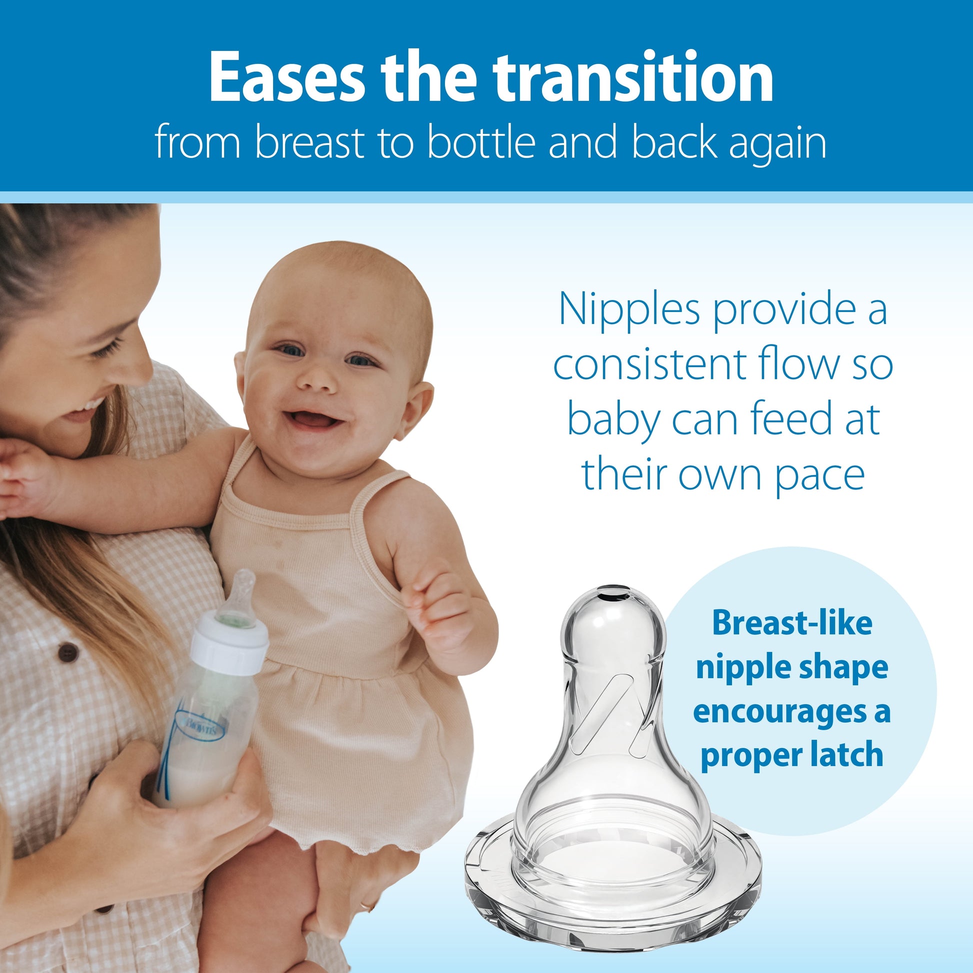 Natural Flow Anti-Colic Options+ Narrow Breast-to-Bottle Feeding Set, Clear, 4 oz, Set of 4
