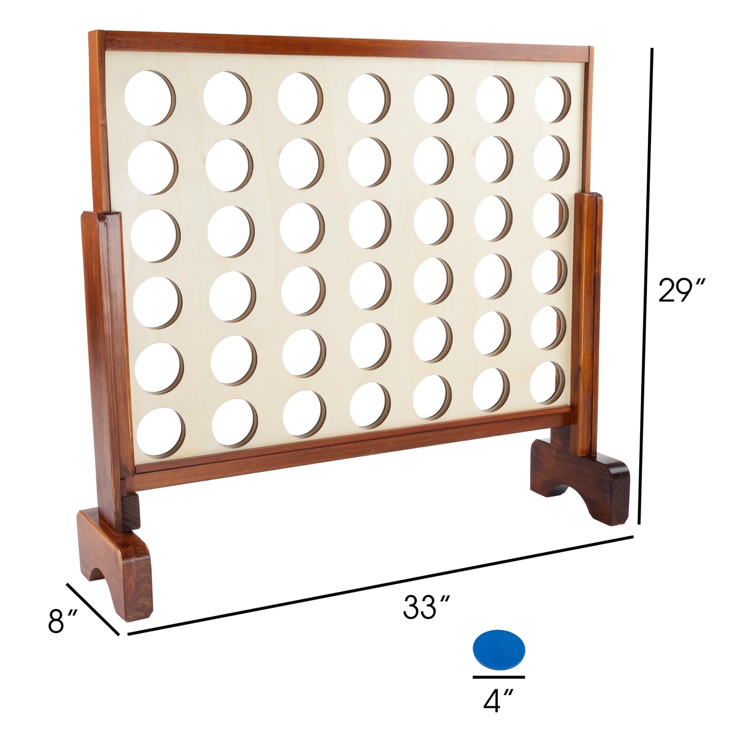 4-In-A-Row--Giant Classic Wooden Game for Indoor and Outdoor Play--2 Player Strategy and Skill Fun Backyard Lawn Toy for Kids and Adults by