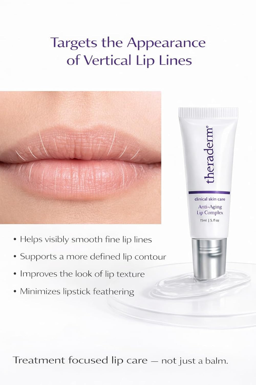 Anti-Aging Lip Complex – Peptide Lip Treatment for Plumper-Looking, Smoother Lips with Collagen Peptides, Avocado Oil & Coq10, .33 Oz