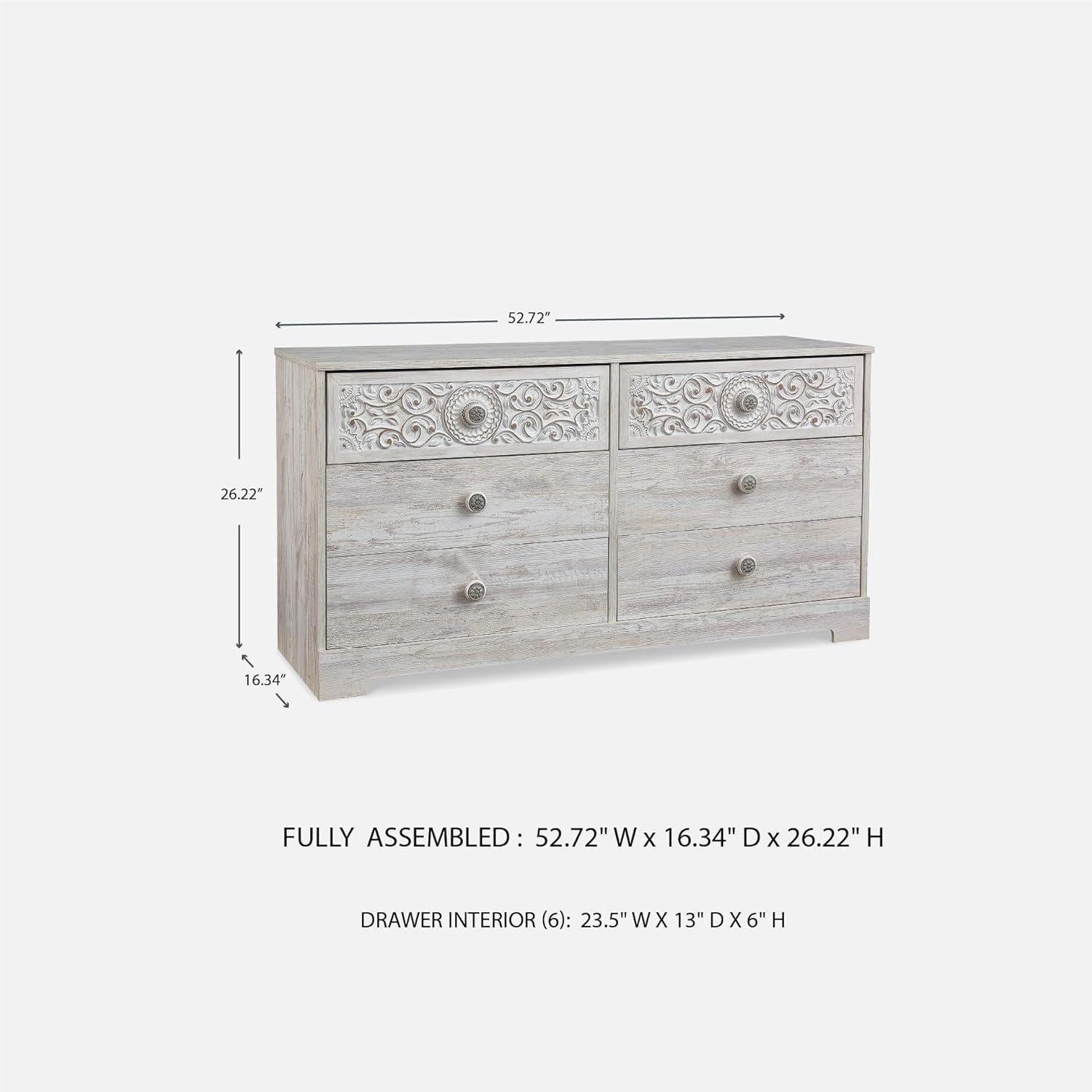 Paxberry Bohemian Dresser in Whitewash Finish