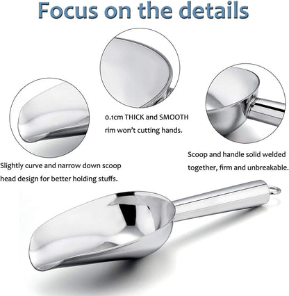 Mini Scoop, 3 Ounce Stainless Steel Kitchen Utility Scoops, Ideal for Candy/Ice Cube/Flour/Sugar/Coffee Bean/Protein Powder, Food Grade & anti Rust, Easy Clean & Dishwasher Safe (4 Pack)