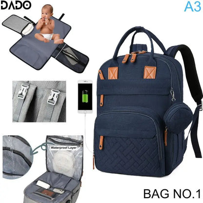 Premium Waterproof Diaper Backpack with Integrated Changing Station and Stroller Straps for Parents