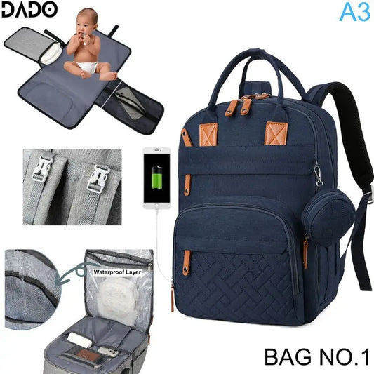 Premium Waterproof Diaper Backpack with Integrated Changing Station and Stroller Straps for Parents