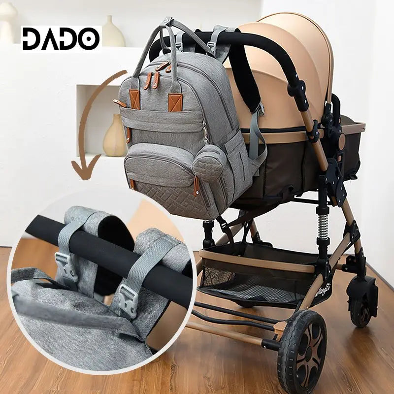 Premium Waterproof Diaper Backpack with Integrated Changing Station and Stroller Straps for Parents