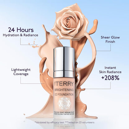 Brightening CC Foundation, Hydrating Serum Foundation, Ultra-Sheer Finish, Vegan & Cruelty-Free, 4W, Medium Warm