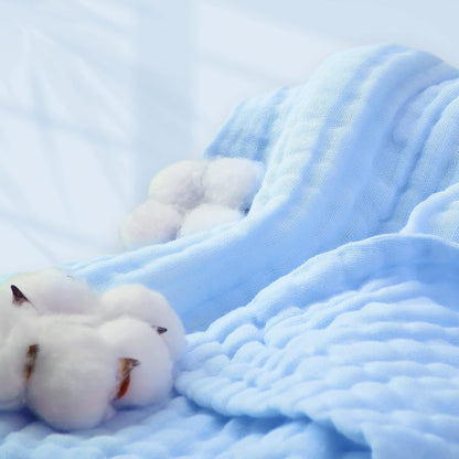 Premium Cotton Baby Bath Towels and Receiving Blankets - 2-Pack Swaddle Set for Newborns and Toddlers (White & Blue)