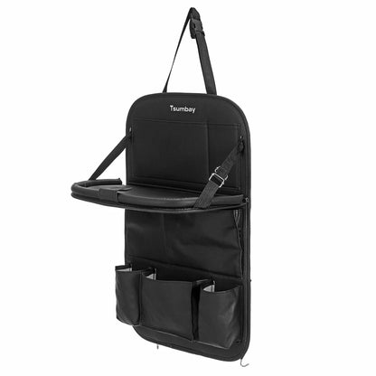 Foldable Vehicle Back Seat Organizer with Multi-Pocket Storage Solution