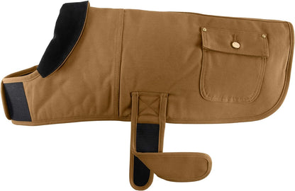Firm Duck Insulated Dog Chore Coat, Durable Weather Resistant Coat for Cold and Windy Conditions, Contains PFAS ( Brown), Large