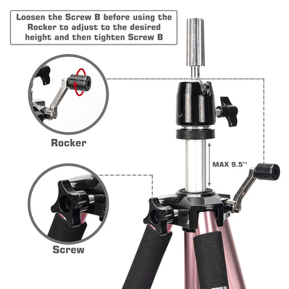 GEX 63" Heavy Duty Mannequin Tripod Stand Wig Stand for Wig Mannequin Head Training Doll Manikin Head for Cosmetology Hairdressing with Travel Bag (Rose Gold)