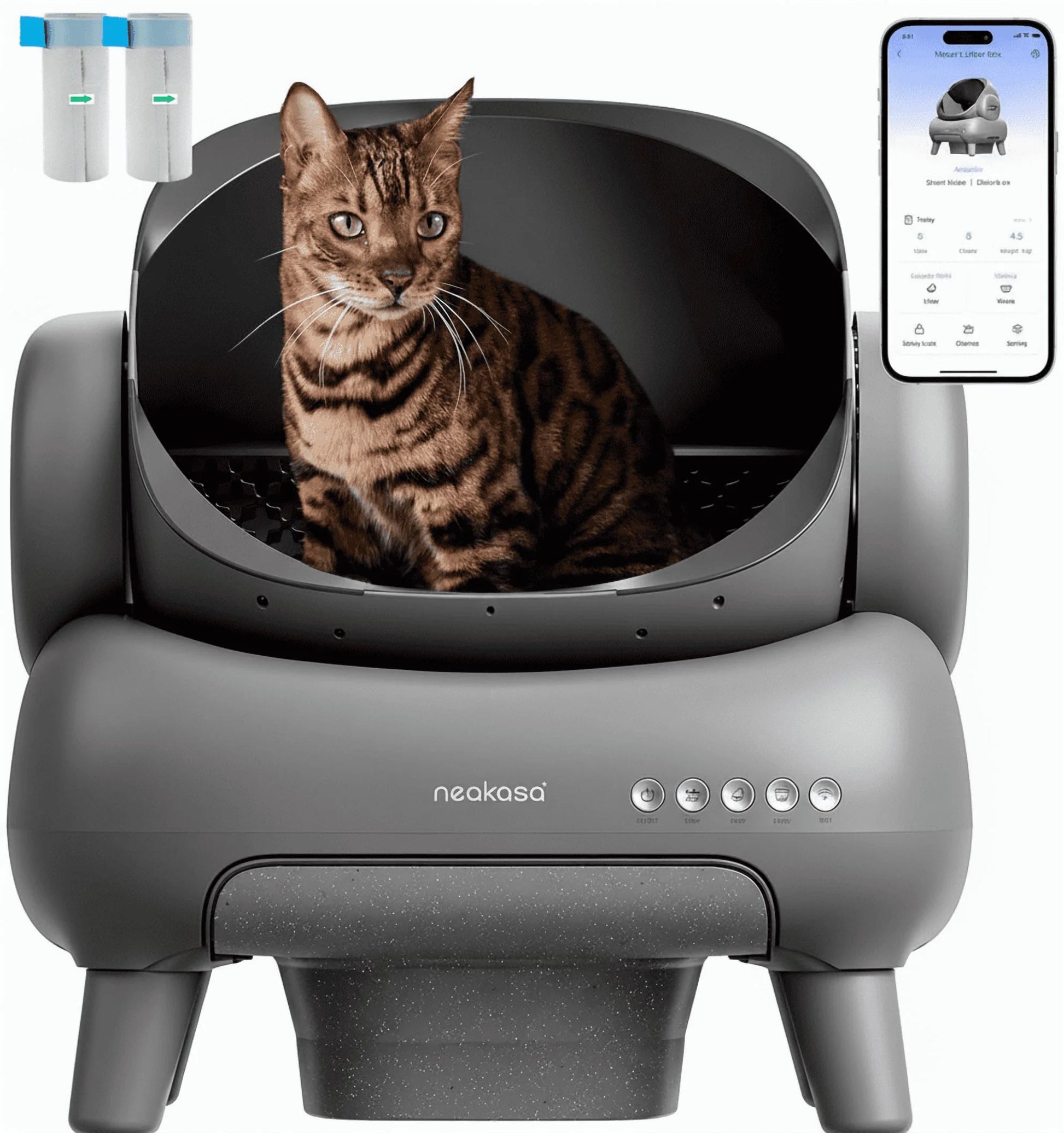 M1 plus Self-Cleaning Automatic Cat Litter Box with Sensor, 7.17L, Odor-Free Waste Disposal, Includes Trash Bags