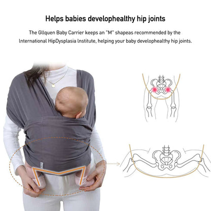 Organic Cotton Infant and Toddler Wrap Carrier in Dark Gray, Supports Weights Up to 35 lbs