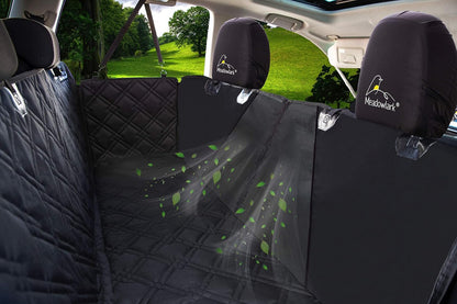 Dog Car Seat Cover with Mesh Window, Heavy Duty Pet Seat Cover for Back Seat, Extra Padded Non-Slip Dog Hammock, Water-Resistant Back Seat Protector for Cars Trucks and Suvs (64" W X 60" L)
