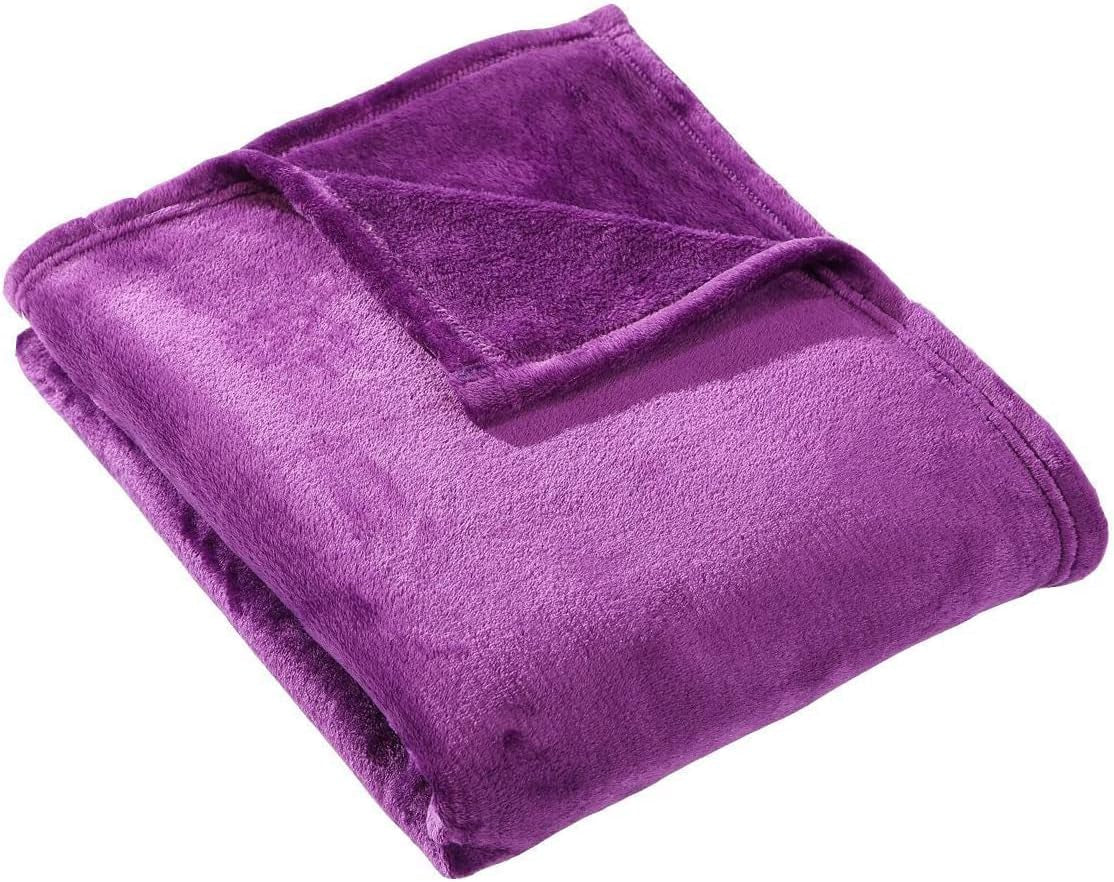 Purple Flannel Fleece Throw Blanket - Ultra-Soft Plush Microfiber Solid Blanket for Couch, Bed, Chair, and Sofa - Cozy Lightweight Design - 50x60 Inches
