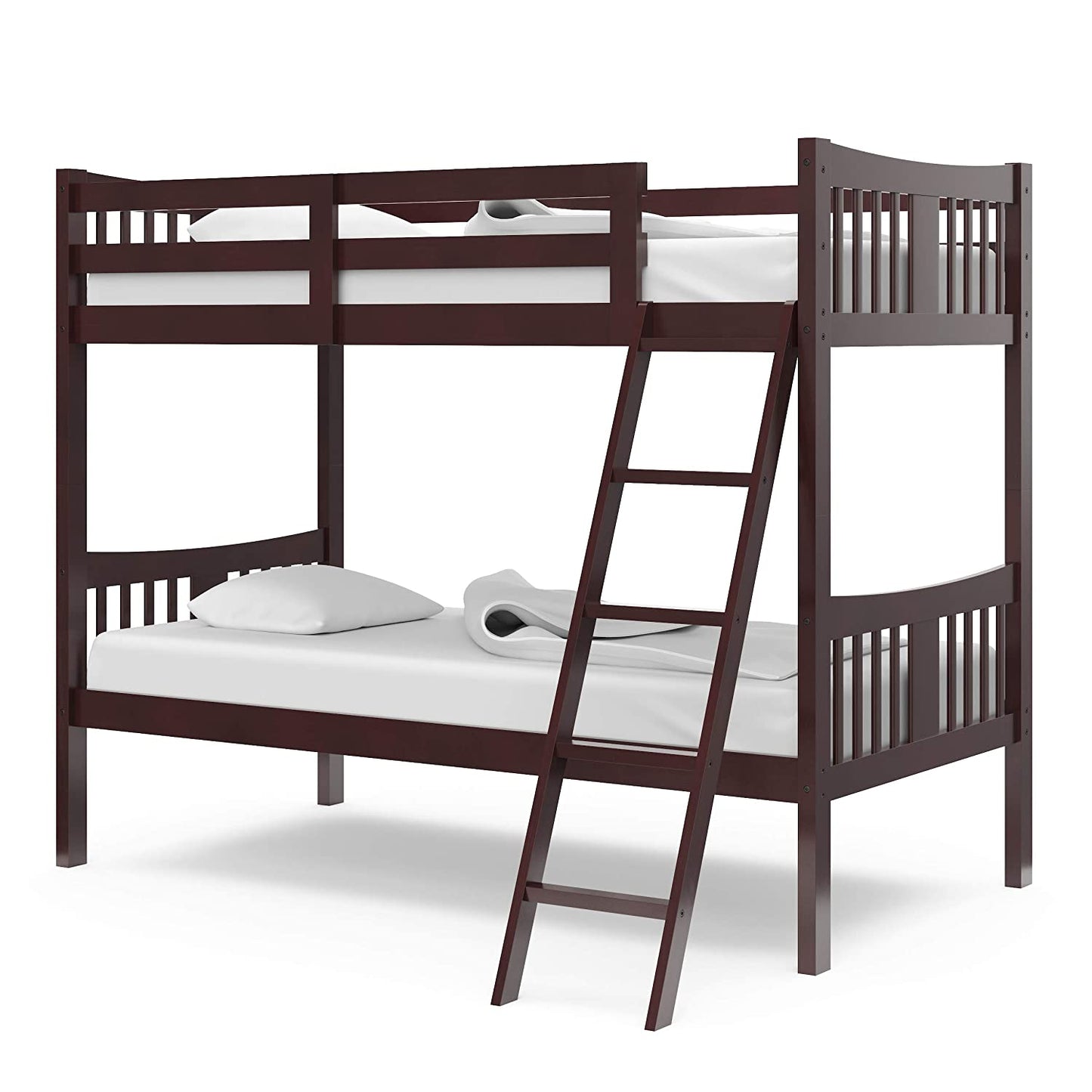 Caribou Twin over Twin Bunk Bed in Espresso - GREENGUARD Gold Certified, Convertible to Two Individual Twin Beds for Children
