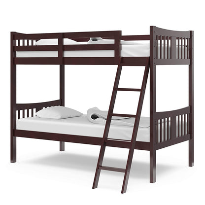Caribou Twin over Twin Bunk Bed in Espresso - GREENGUARD Gold Certified, Convertible to Two Individual Twin Beds for Children