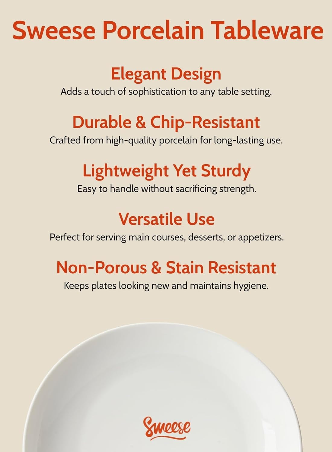 Porcelain 7.8 Inch Dessert Plates Set of 6 - White Salad Plates, Appetizer Plates, Small Plates - Dishwasher, Microwave, Oven Safe, Smooth Glaze, Scratch Resistant