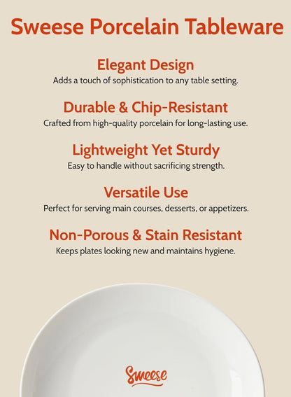Porcelain 7.8 Inch Dessert Plates Set of 6 - White Salad Plates, Appetizer Plates, Small Plates - Dishwasher, Microwave, Oven Safe, Smooth Glaze, Scratch Resistant