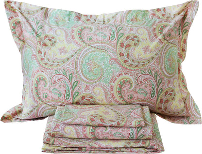 Luxury 4-Piece Pink Paisley Bed Sheet Set - 800 Thread Count 100% Egyptian Cotton with Deep Pockets for Queen Size Beds