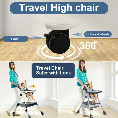 Adjustable 4-in-1 Baby Highchair and Convertible Toddler Dining Chair with 5-Point Safety Harness and Removable Dinner Plate, Blue