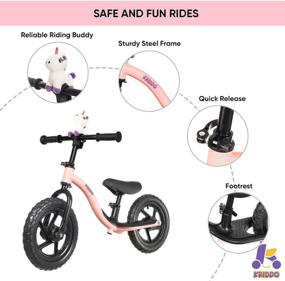 Toddler Balance Bike for Ages 2 to 5, Interactive Push Bicycle for Early Learning with Steady Balancing, Ideal Gift for Boys and Girls, Pink