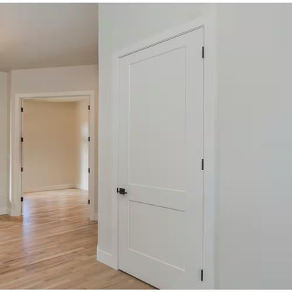 18 In. X 80 In. Right-Handed Solid Core White Primed Composite Single Prehung Interior Door Black Hinges