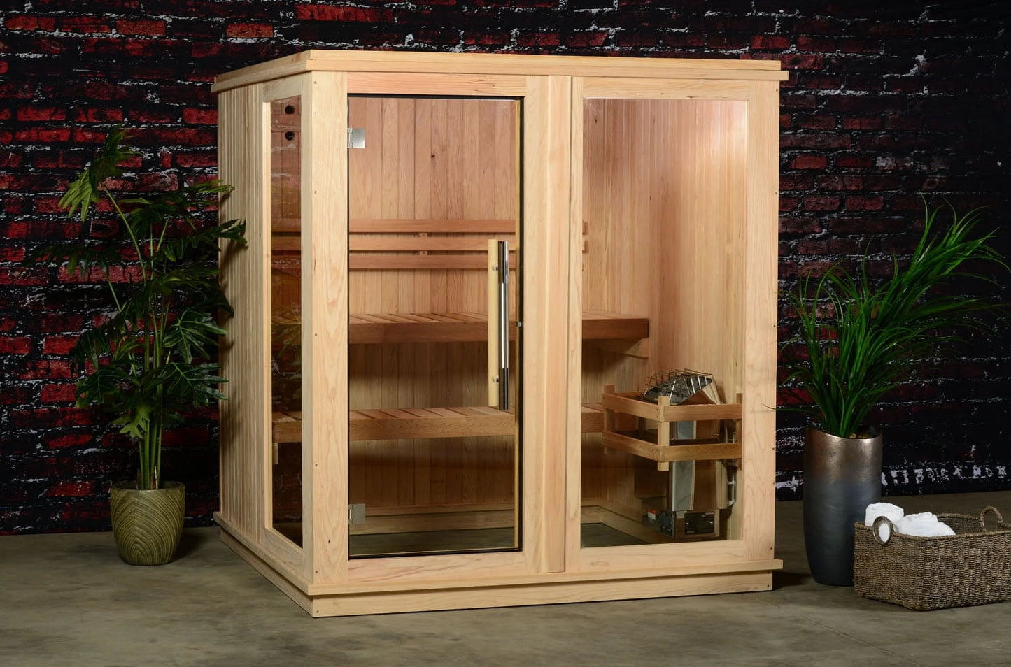 Grayson Rustic Cedar Indoor Sauna for Four Individuals