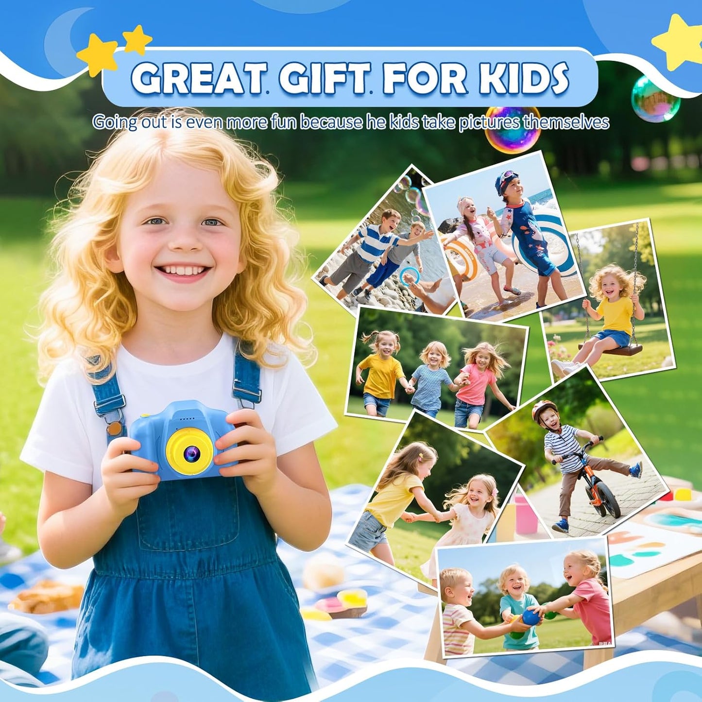 HD Digital Video Camera for Kids with 32GB SD Card - Ideal Christmas and Birthday Gift for Ages 3-9 (Blue)