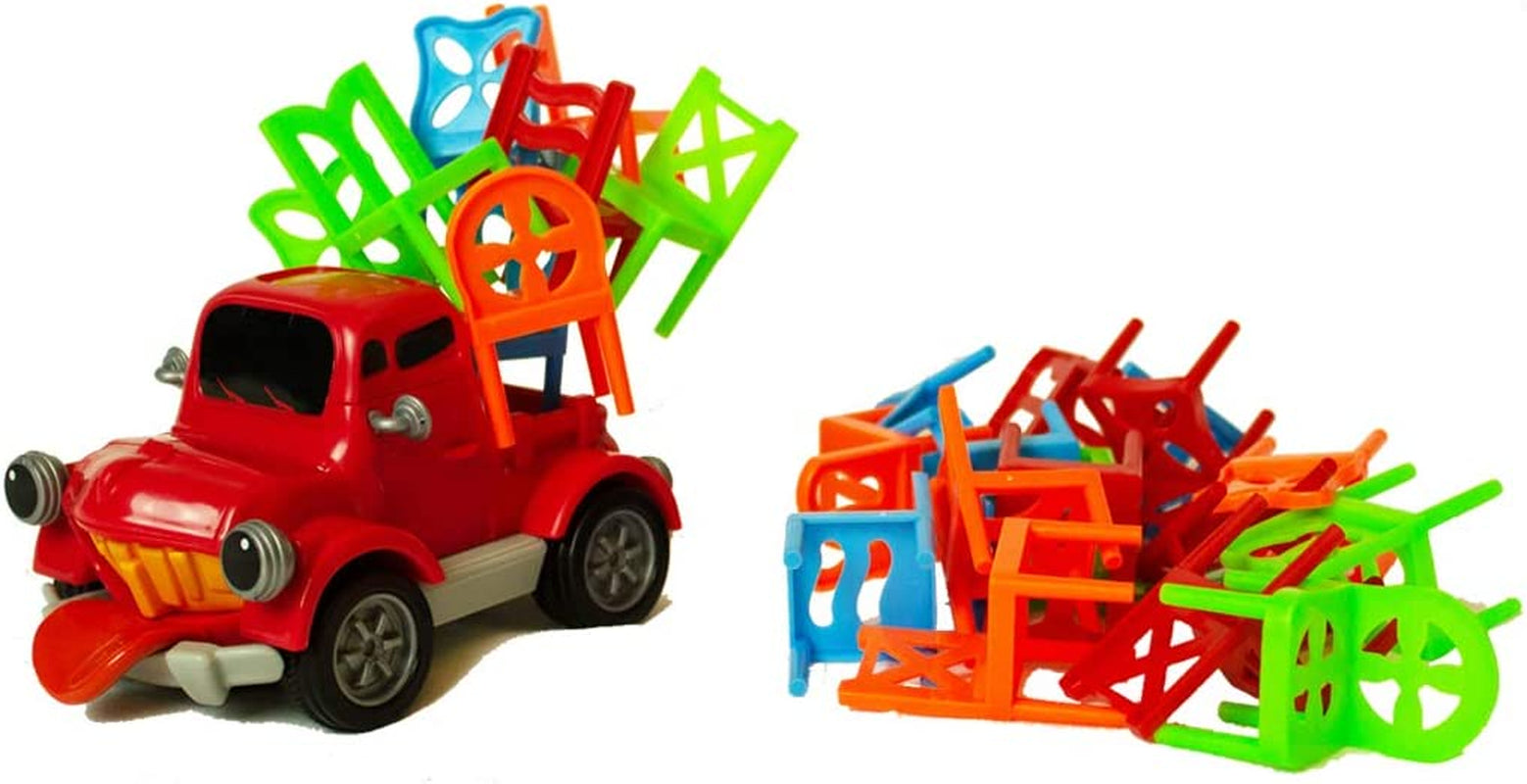 Pick Up Pete Chair Stacking Game - Motorized Truck Balance Game with Colorful Chairs, Interactive Board Game for Children Ages 4 and Up