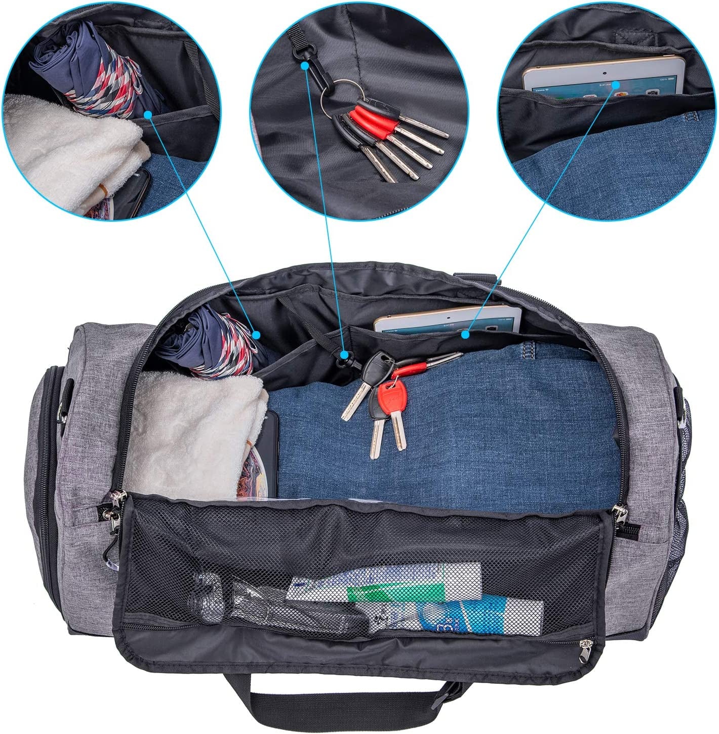 Premium Unisex Gym Duffel Bag with Dedicated Shoe Compartment and Waterproof Pocket