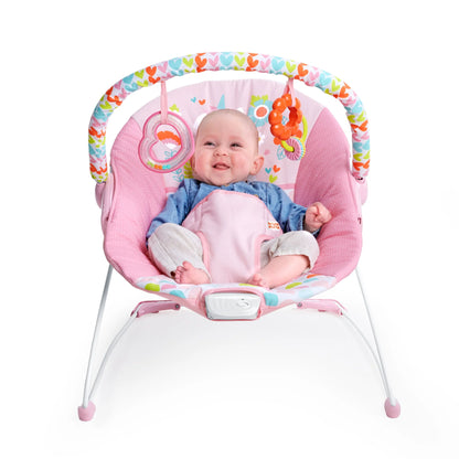 Infant Vibrating Bouncer Featuring Fantasy Unicorn Design and Toy Accessories