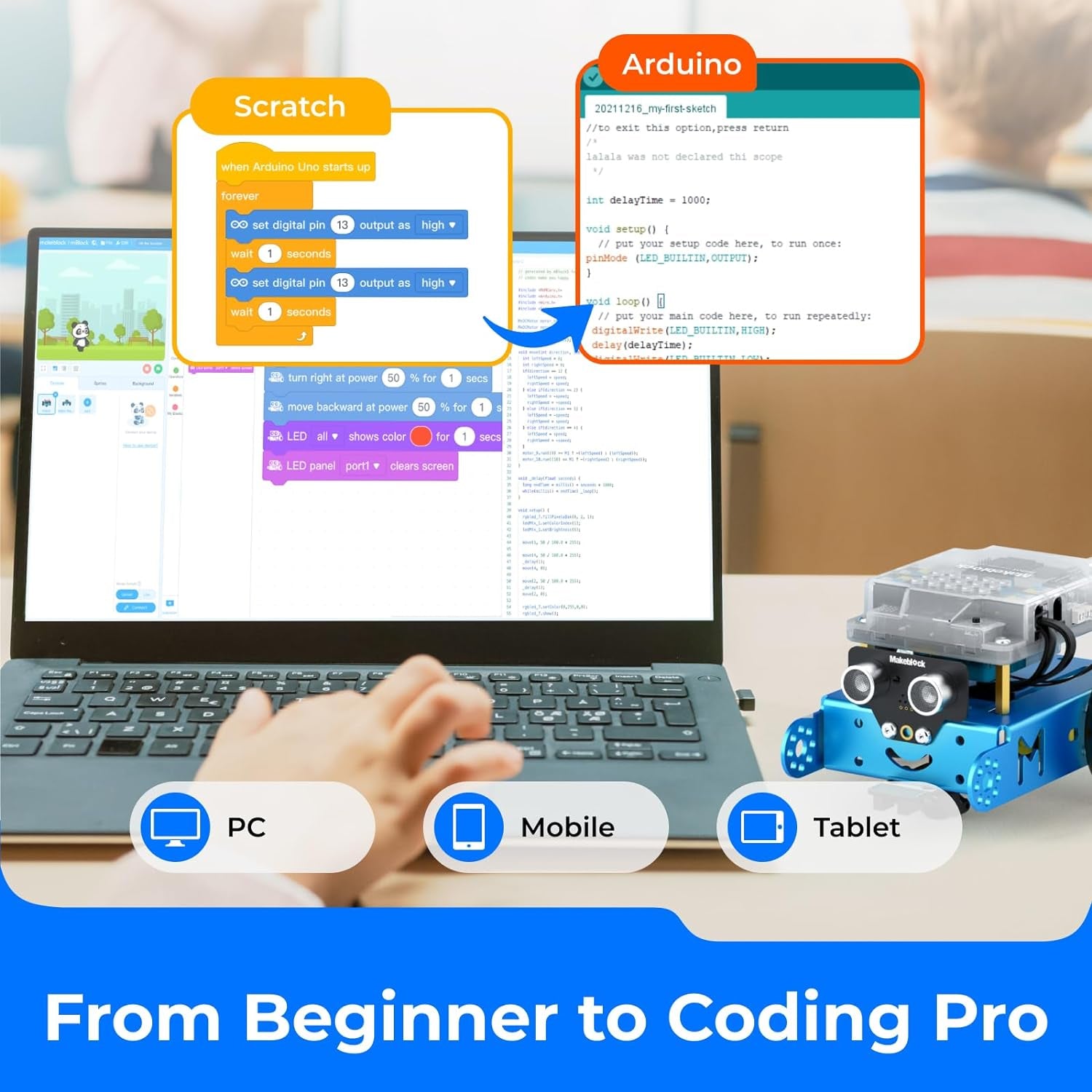 Mbot Robotics Kit for Children Ages 8-12: Learn Coding with Scratch and Arduino - STEM Educational Science Kit for Boys and Girls