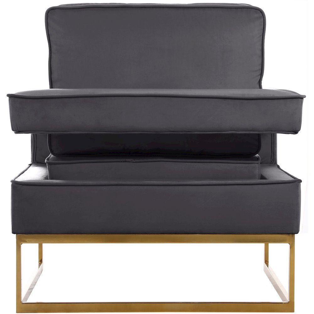 Noah Gray Velvet Accent Chair with Gold Iron Base