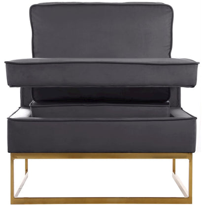 Noah Gray Velvet Accent Chair with Gold Iron Base