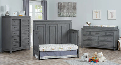 Manchester 4-in-1 Convertible Crib in Rustic Gray, GREENGUARD Gold Certified for Enhanced Safety and Quality