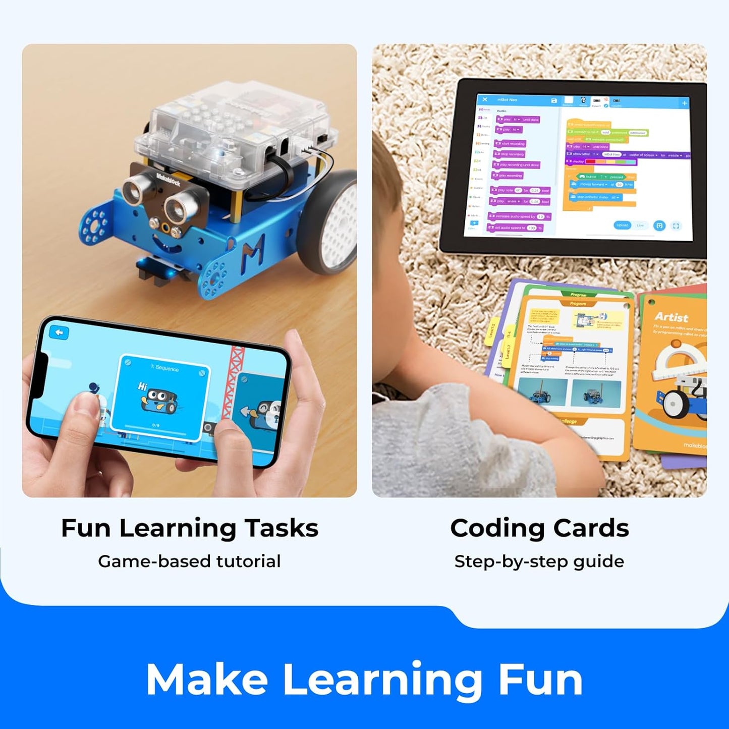 Mbot Robotics Kit for Children Ages 8-12: Learn Coding with Scratch and Arduino - STEM Educational Science Kit for Boys and Girls