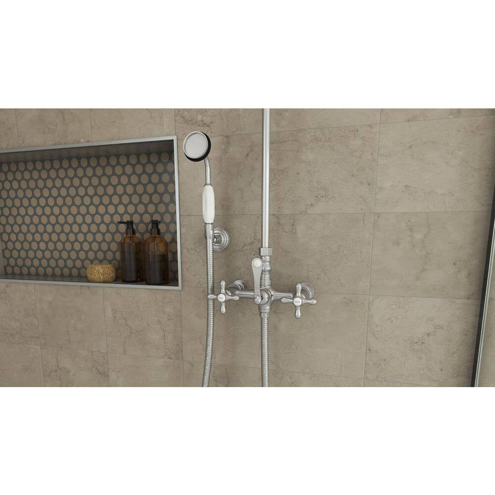 Abbey 10 In. X 28 In. 1/2 In. Shower Faucet Set with Handshower in Brushed Nickel