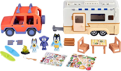 Ultimate Caravan Adventures Playset with Three 2.5-3" Figures, 4WD Family Vehicle, and Surfboards - Multicolor (13096)