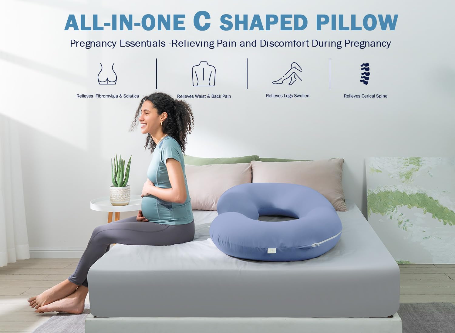 Cooling Maternity Pillow for Expecting Mothers - Blue
