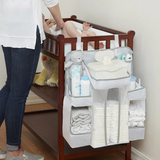 LA Baby Diaper Caddy and Nursery Organizer for Infant Essentials - White
