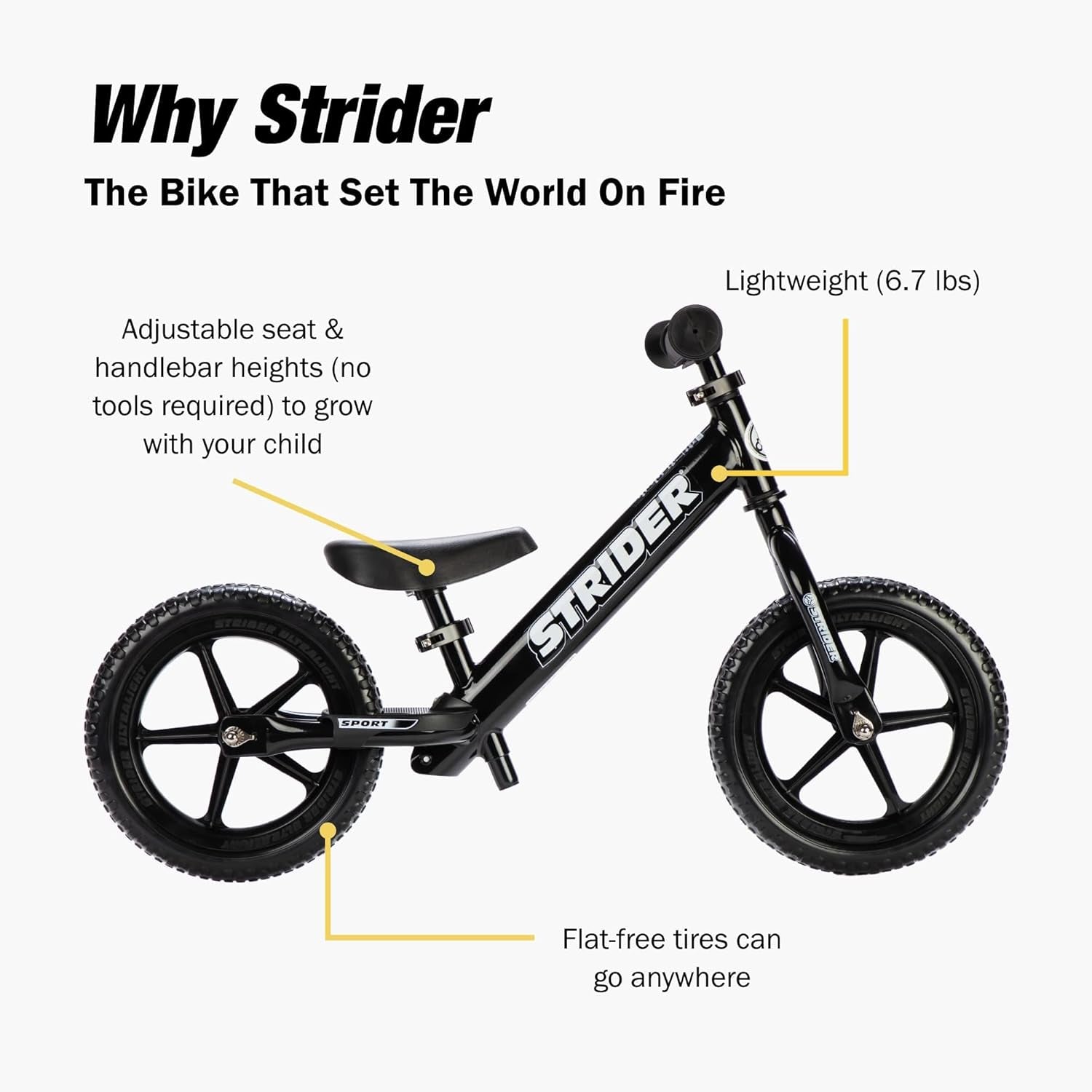 12-Inch No-Pedal Balance Bike for Children Aged 1 to 4 Years - Features Safety Pad, Padded Seat, Mini Grips, and Flat-Free Tires - Easy Tool-Free Assembly and Adjustments