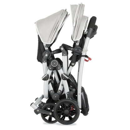 Track Tandem Stroller - Face-to-Face Design in Light Grey