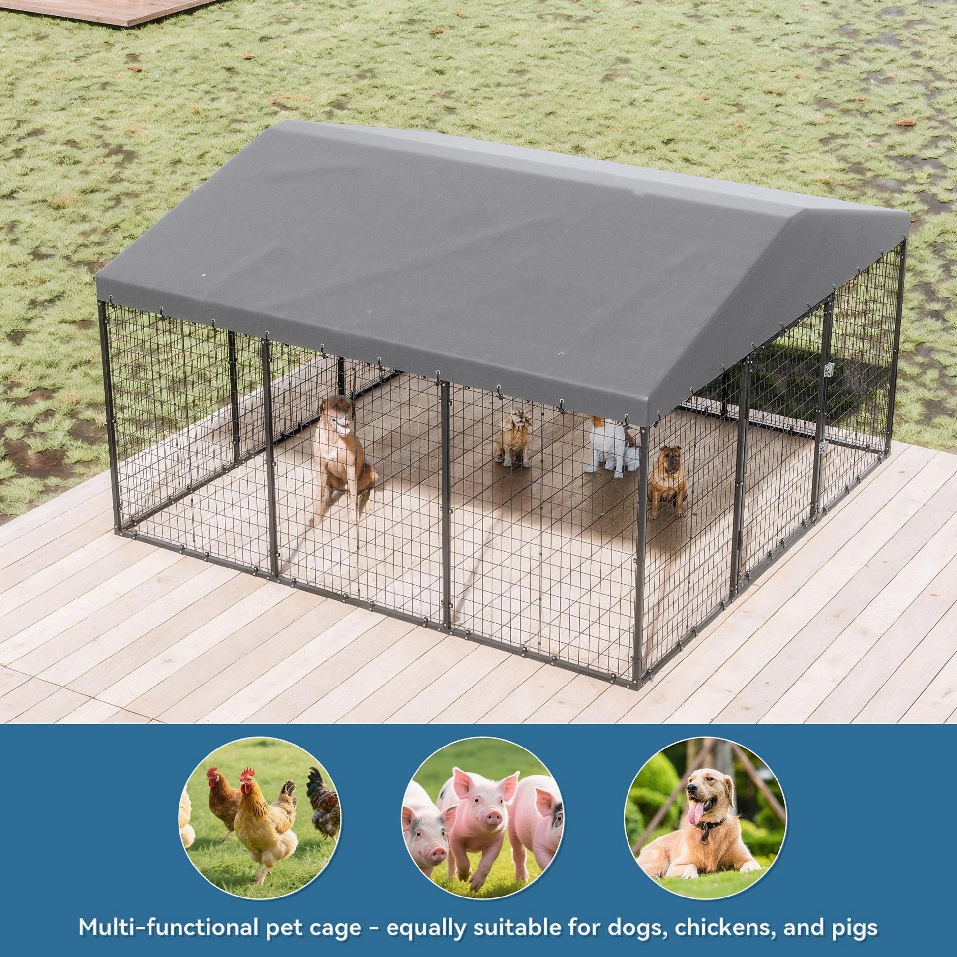 Dog Kennel Outdoor Heavy Duty Chicken Run with Rain Cover