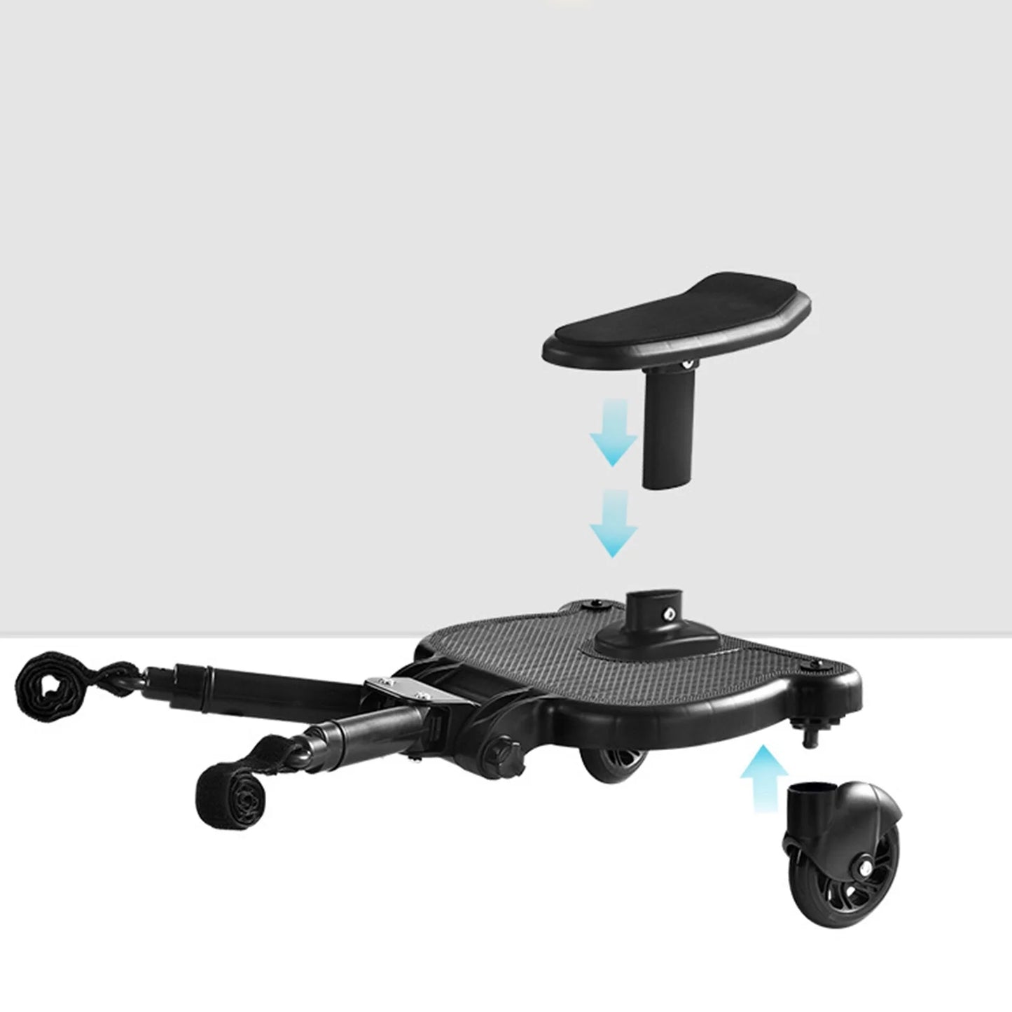Universal Stroller Board 2-in-1 Ride Board with Seat and Auxiliary Pedal Adapter for Pushchairs - Anti-Slip Design and 55 lbs Load Capacity
