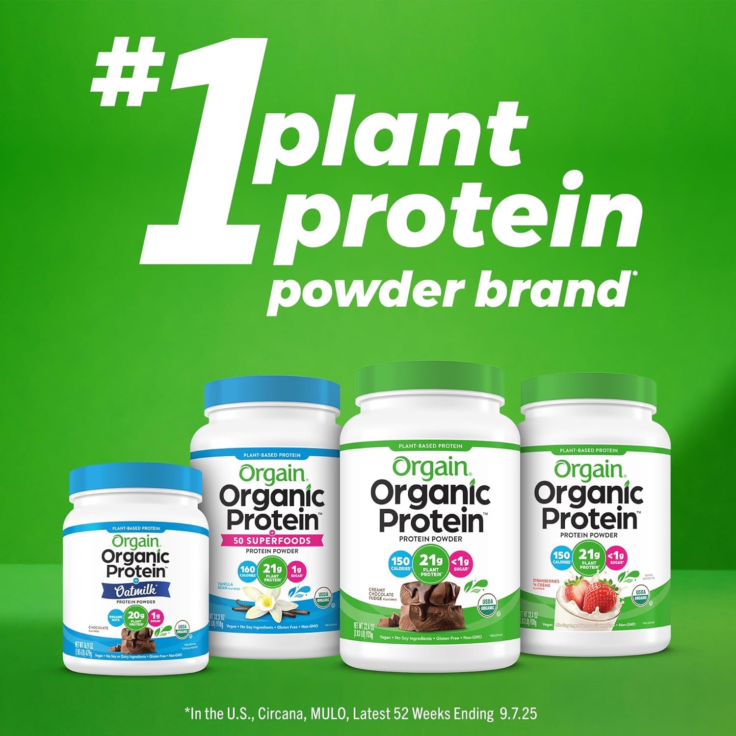 Organic Vegan Protein Powder, Natural Unsweetened - 21G of Plant Protein, 4G Prebiotic Fiber, Low Net Carbs, No Lactose Ingredients, No Added Sugar, Non-Gmo, for Shakes & Smoothies, 1.59 Lb