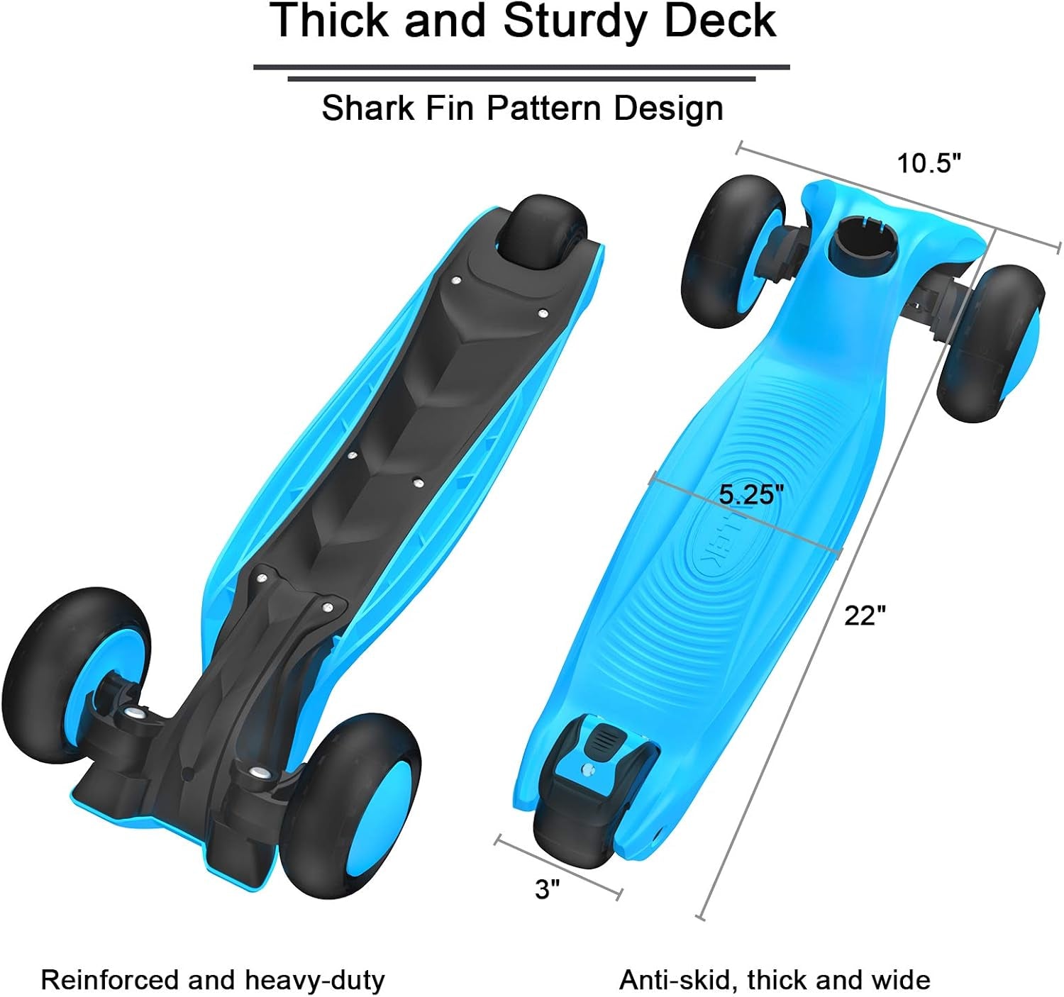 Lean 'N Glide B03 3-Wheeled Kick Scooter for Children Aged 3-12 Years, Adjustable Handlebar, Extra Wide PU Light-Up Wheels, Durable Deck - Aqua Blue