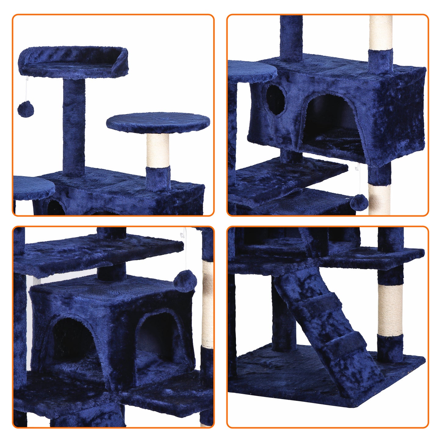 55-Inch Multi-Level Cat Tree Tower Activity Center with Condo - Available in 6 Colors